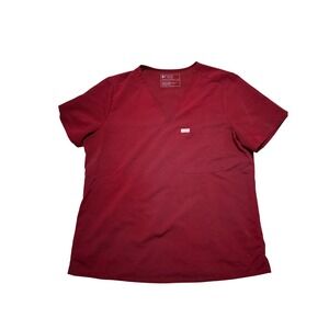 FIGS Technical Collection Burgundy V-Neck Scrub Top Shirt XL